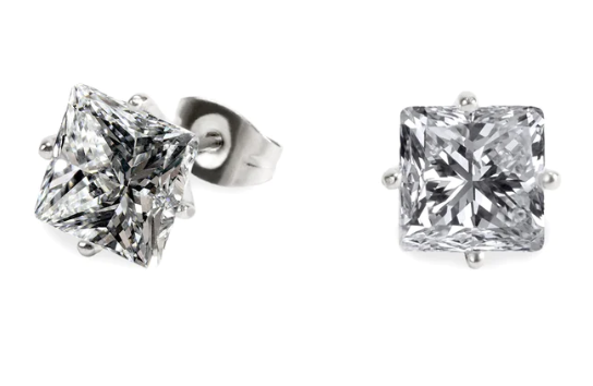 MIA - Stainless 8 mm Square CZ Stud Earrings
