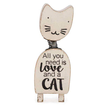 All You Need Wooden Cat Figure with Spring Neck