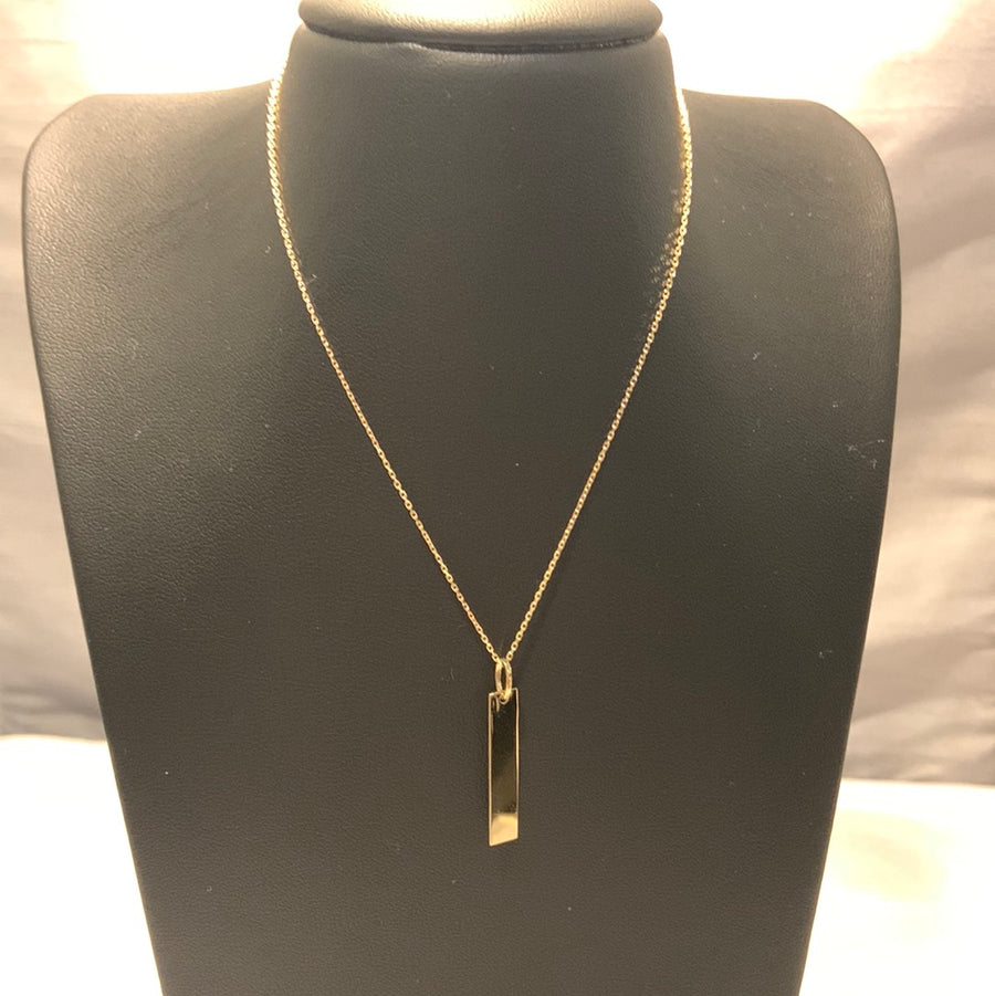 10K Gold Rectangular Bar Pendant Necklace