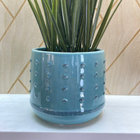 Dotted Aqua Ceramic Pot
