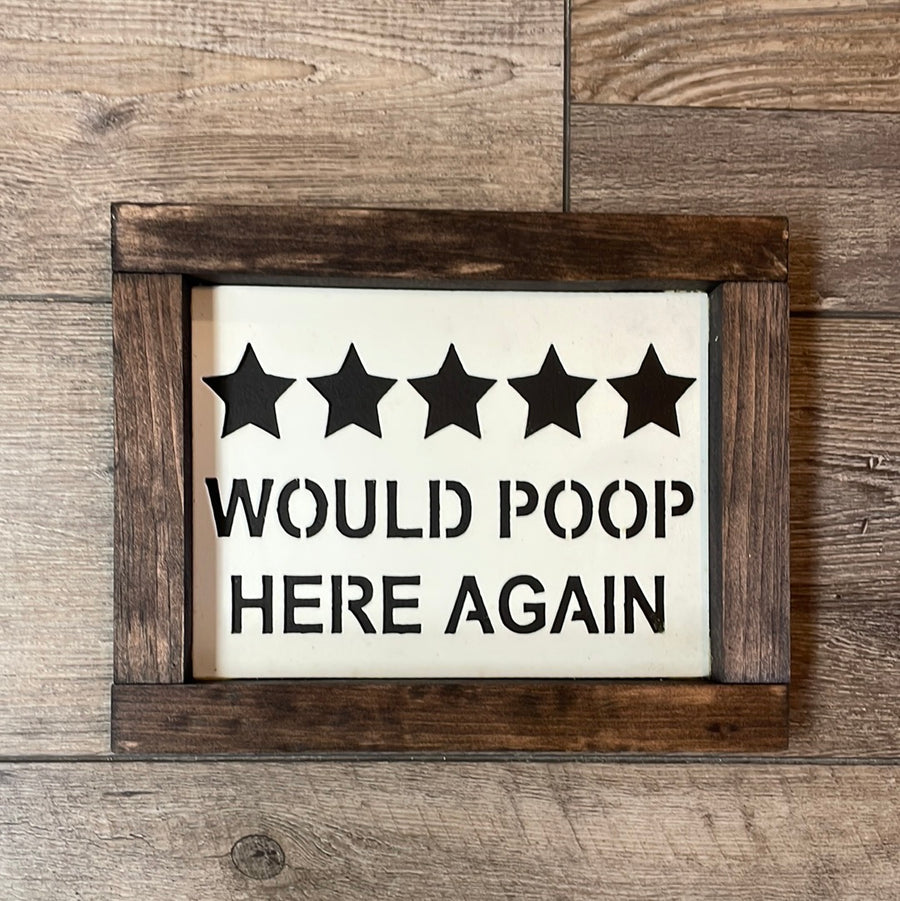 Would Poop Here Metal Signs (Framed & Unframed)