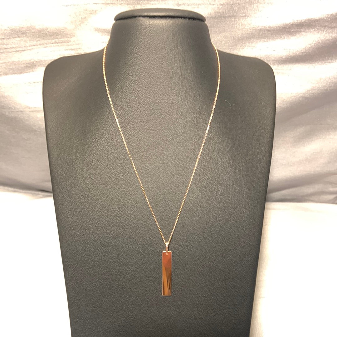 10K Gold Rectangular Bar Pendant Necklace