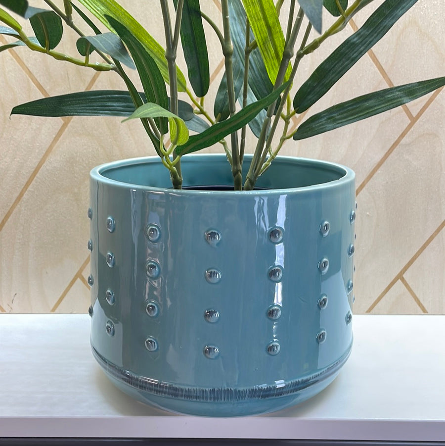 Dotted Aqua Ceramic Pot