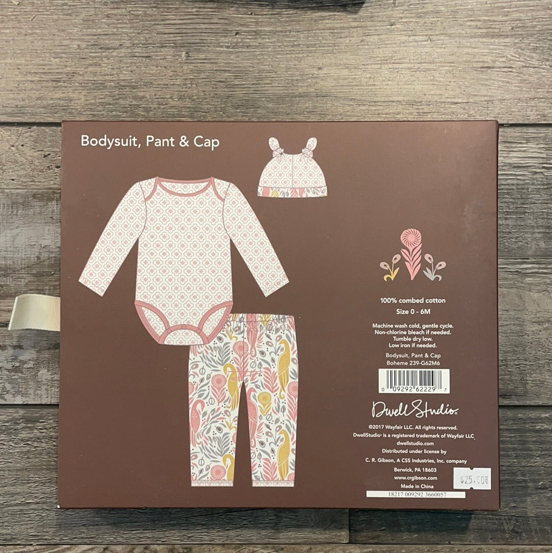 Baby Bodysuit, Pant &amp; Cap Set