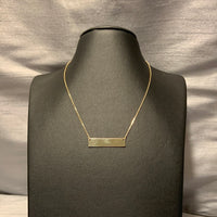 10K Gold Engravable Bar Pendant Necklace