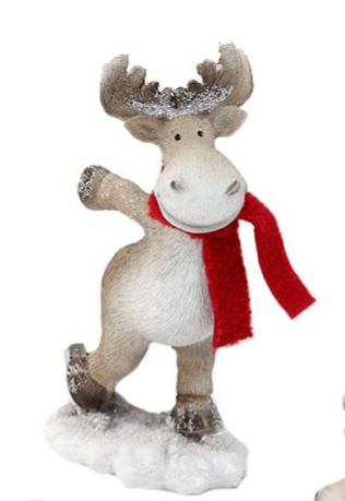 Moose with Red Scarf Figurine